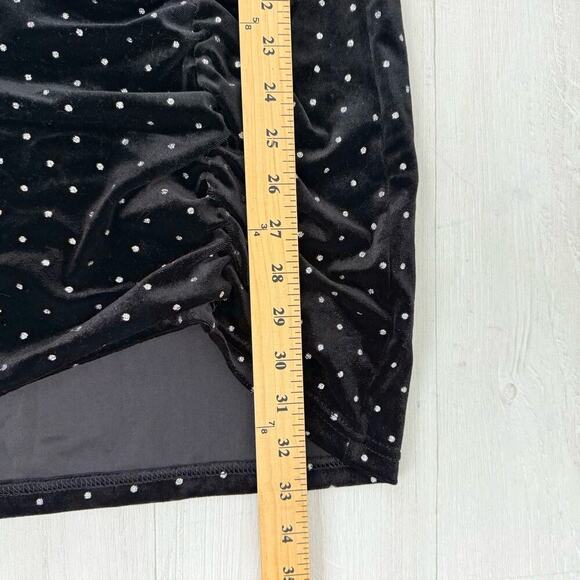 Betsey Johnson Black Velvet Dress M Power Sleeve Metallic Silver Dot Whimsigoth - Picture 14 of 16